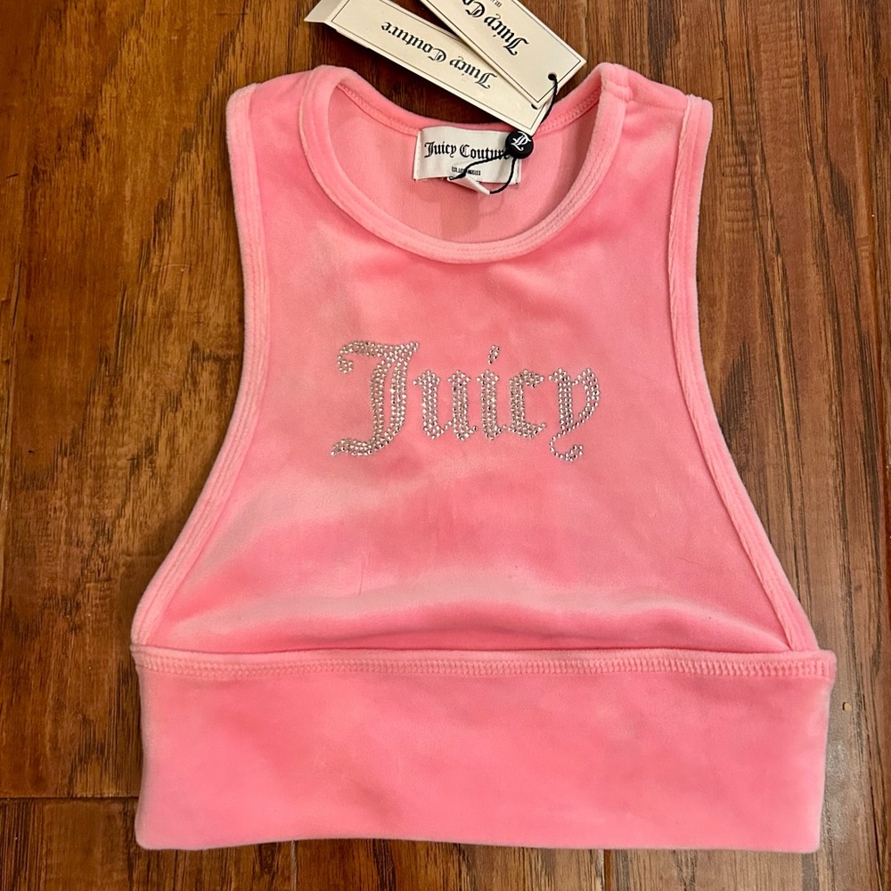 Juicy Couture Pink Velour Tank with Rhinestone Logo